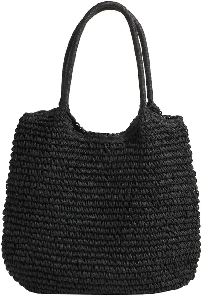 Straw Beach Bag Large Capacity Retro Straw Handbag Hasp Closure Weaving Handbag Ladies Summer Beach Tote Bags