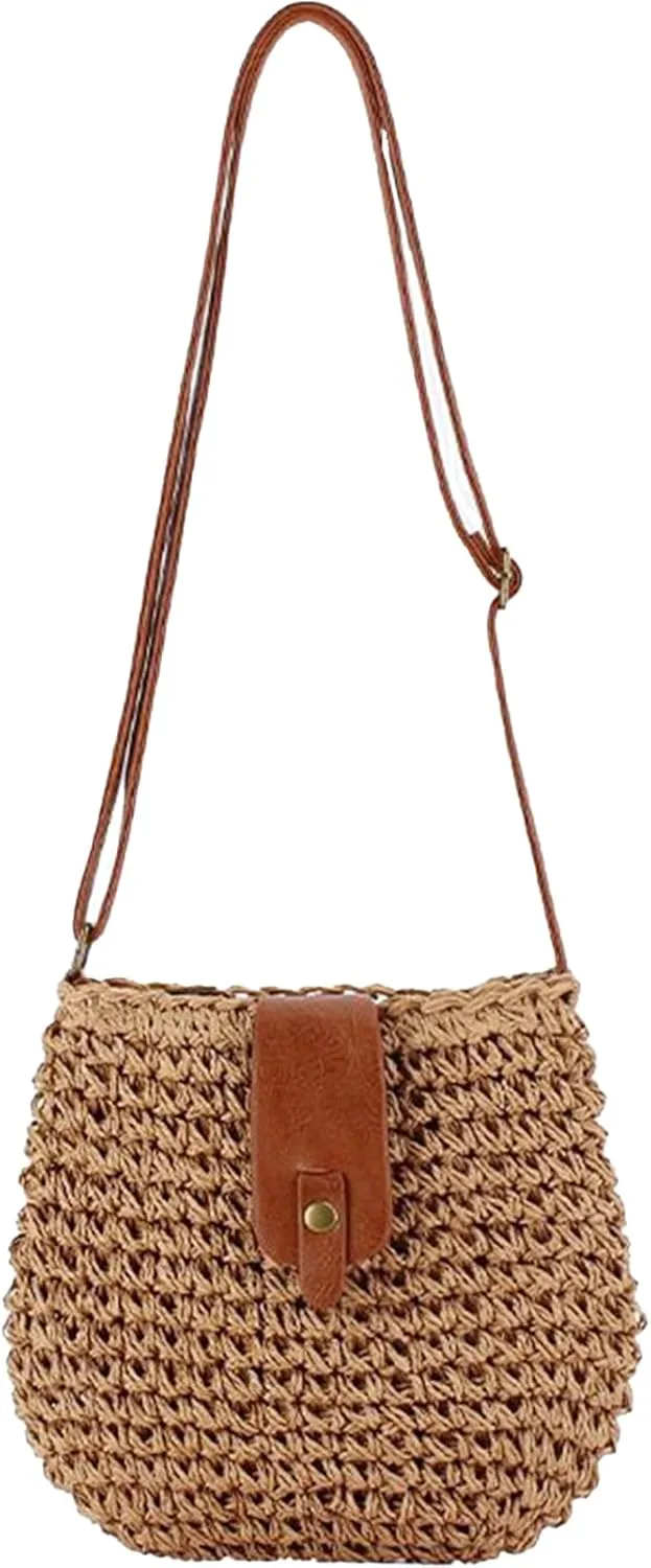 Straw Beach Bag Woven Purse Small Summer Beach Bags Cute Womens Handbag Shoulder Purse Straw Clutch Purses