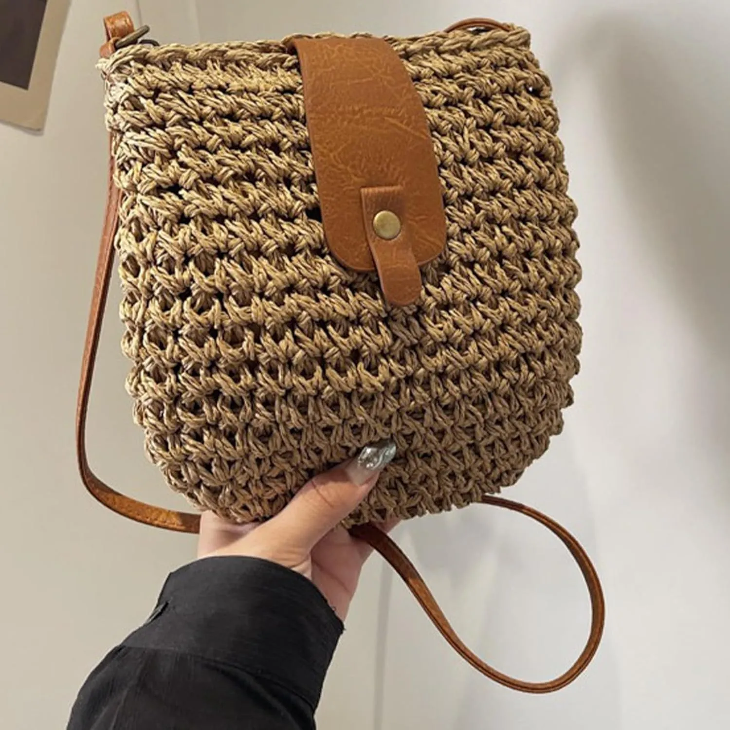 Straw Beach Bag Woven Purse Small Summer Beach Bags Cute Womens Handbag Shoulder Purse Straw Clutch Purses