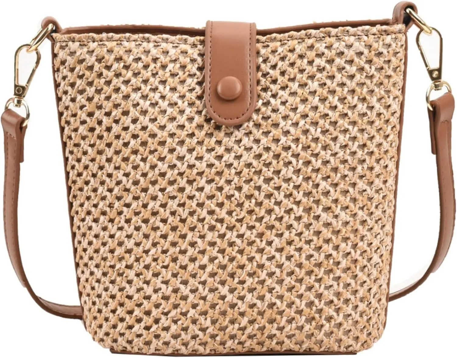 Straw Crossbody Bags Women Summer Woven Bucket Handbag Resort Trendy Shoulder Tote 2025 Beach Purse