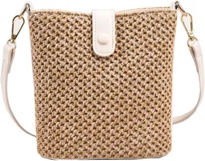 Straw Crossbody Bags Women Summer Woven Bucket Handbag Resort Trendy Shoulder Tote 2025 Beach Purse