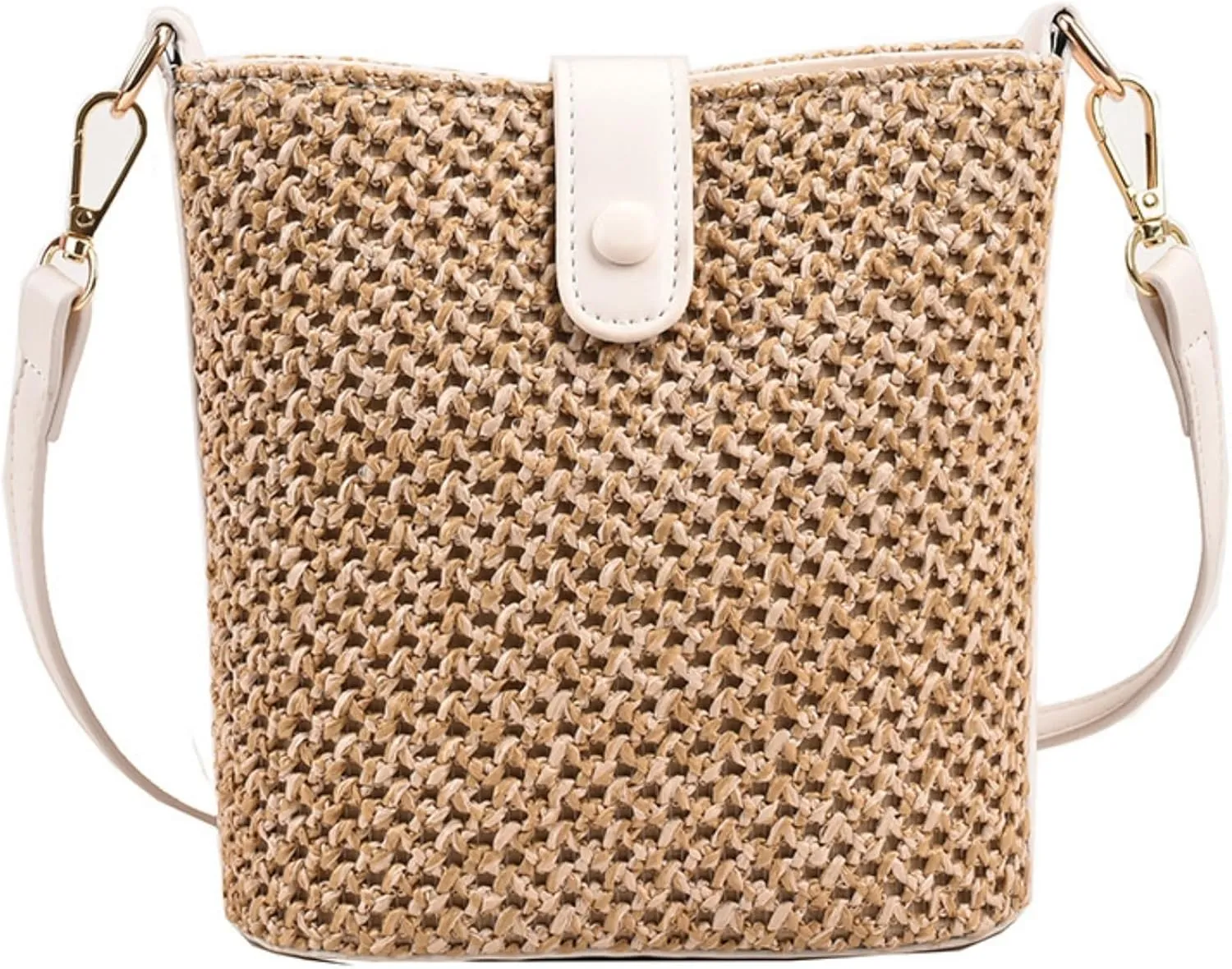 Straw Crossbody Bags Women Summer Woven Bucket Handbag Resort Trendy Shoulder Tote 2025 Beach Purse