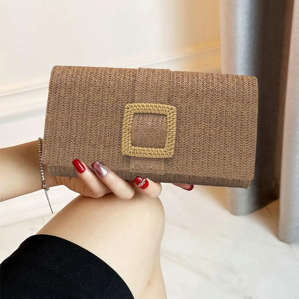 Straw Evening Purses for Women Summer Boho Clutch Bag Woven Straw Envelope Handbag for Party Beach 2025