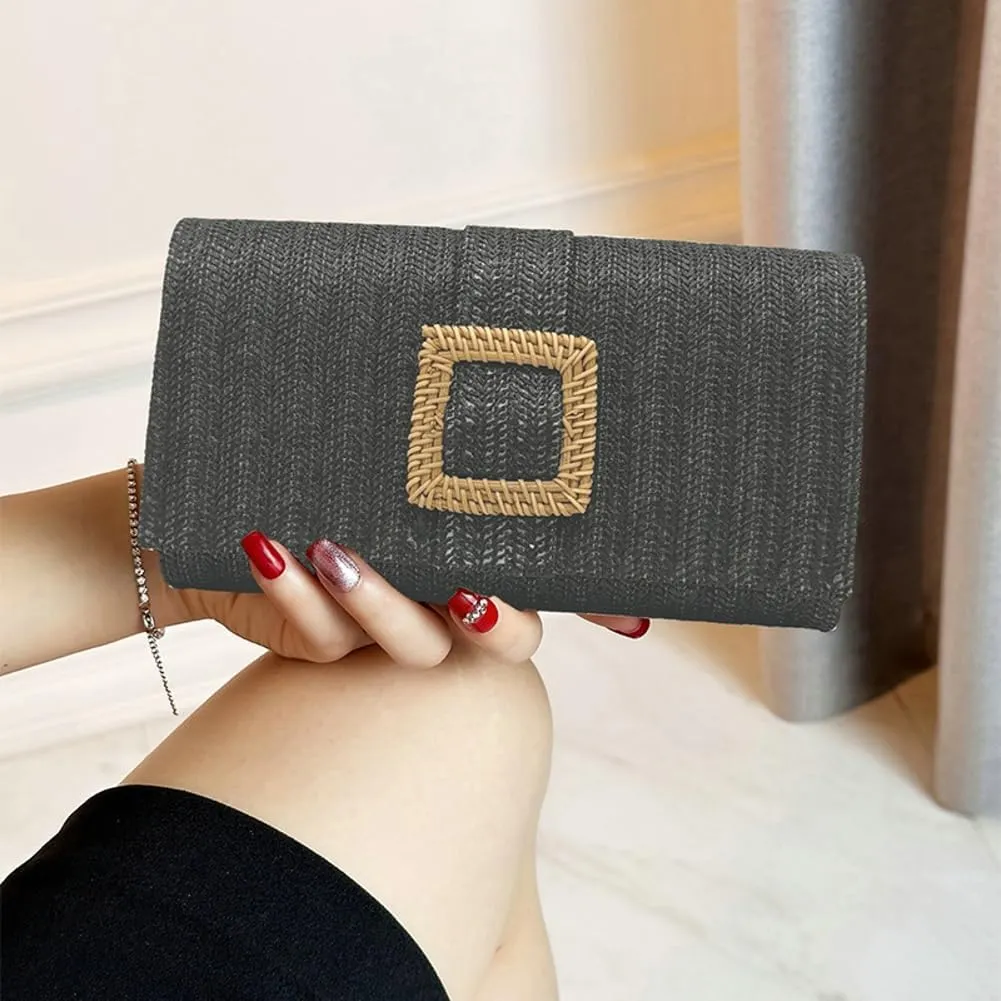 Straw Evening Purses for Women Summer Boho Clutch Bag Woven Straw Envelope Handbag for Party Beach 2025
