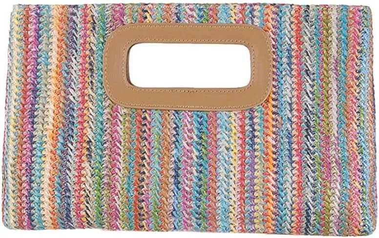 Straw Woven Clutch Purses for Women Boho Shoulder Bags Ladies Crossbody Handbag with Chain for Travel Holiday 2025