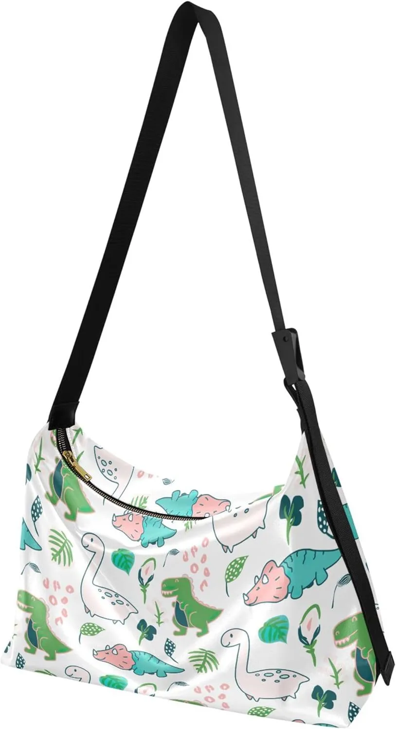 Striped Flower Pink Rose Leather Hobo Purses for Women Women's Large Purse Aesthetic Leaf Print Simple Shoulder Bag