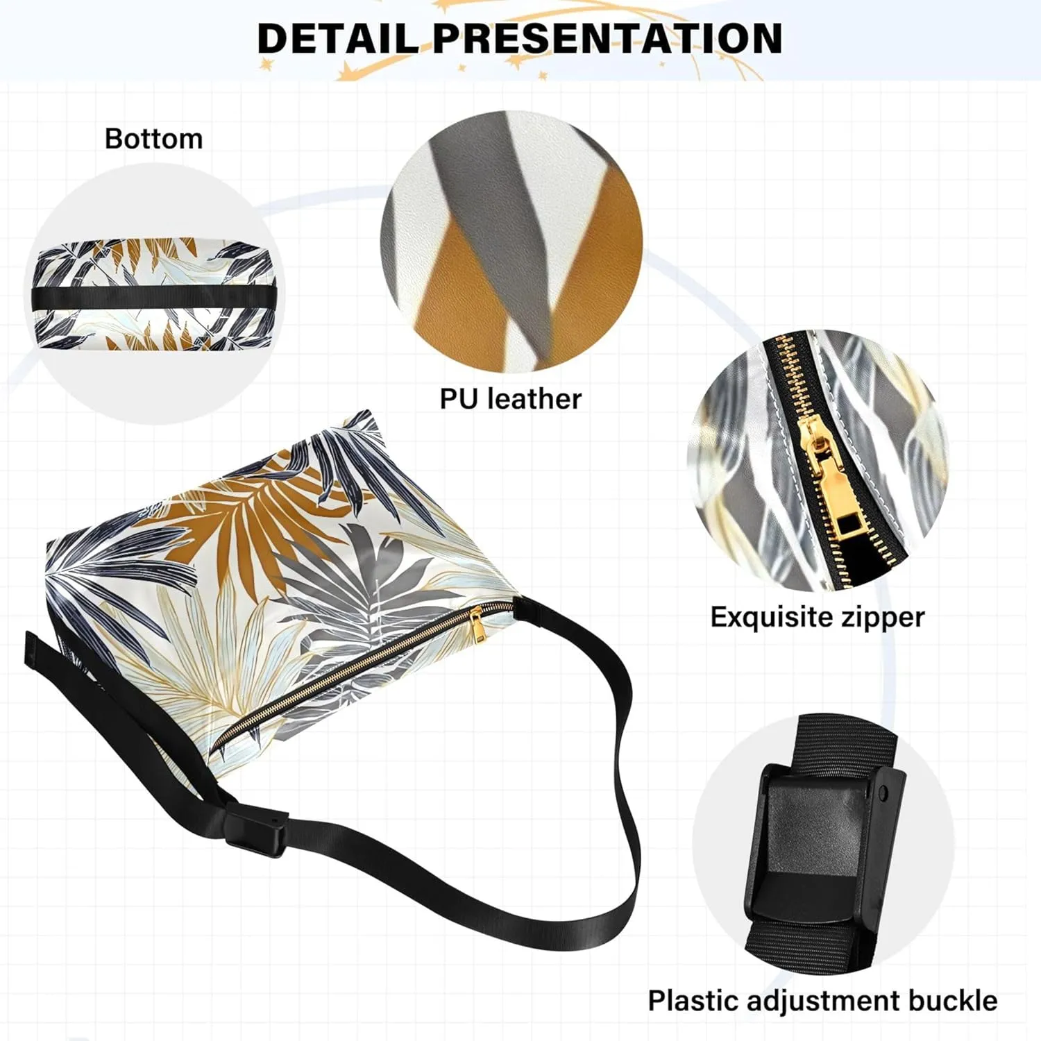 Striped Flower Pink Rose Leather Hobo Purses for Women Women's Large Purse Aesthetic Leaf Print Simple Shoulder Bag