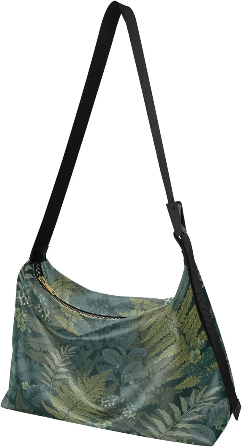 Striped Flower Pink Rose Leather Hobo Purses for Women Women's Large Purse Aesthetic Leaf Print Simple Shoulder Bag