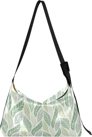 Striped Flower Pink Rose Leather Hobo Purses for Women Women's Large Purse Aesthetic Leaf Print Simple Shoulder Bag