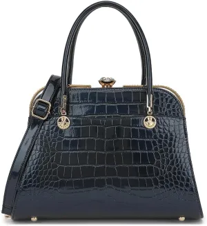 Style Strategy patent leather purses for women Crocodile Textured Shoulder handbag with kiss lock Satchel crossbody for women