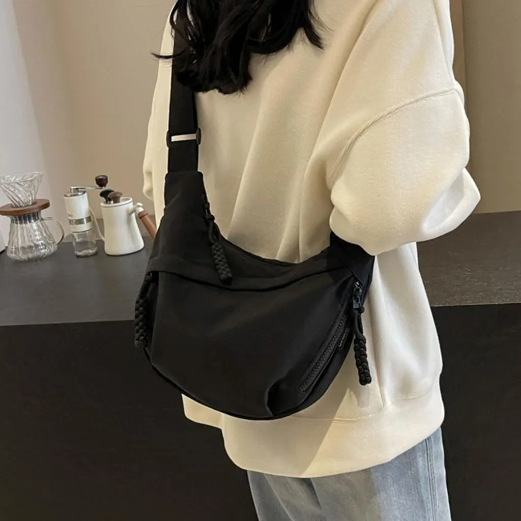 Stylish Canvas Shoulder Bag for University Life Large Interior Multiple Pockets Crossbody Bag with Adjustable Strap