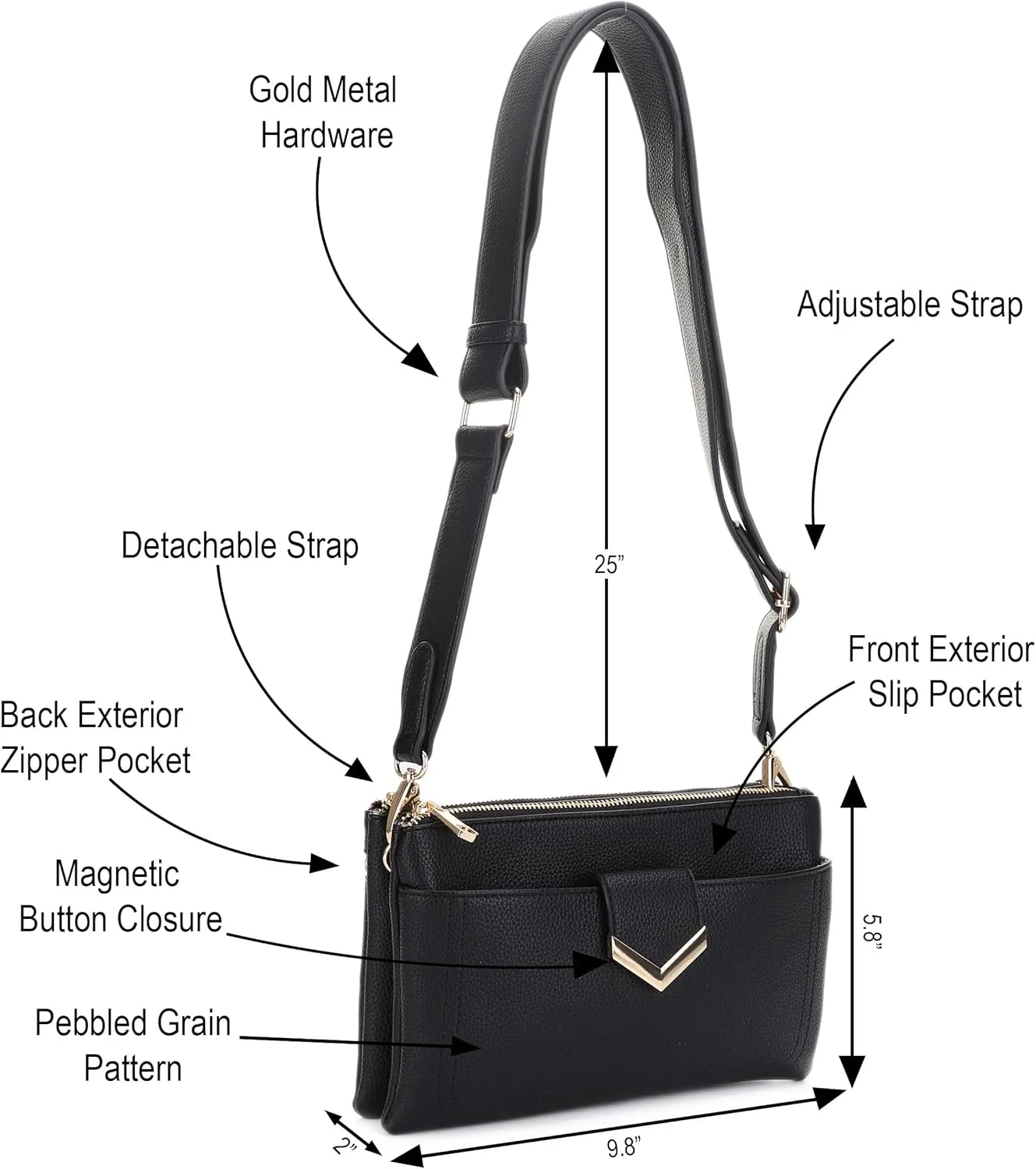 Stylish Multi-Compartment Crossbody Bag – Perfect for Travel, Work, Daily Use, with Adjustable Strap & Secure Storage