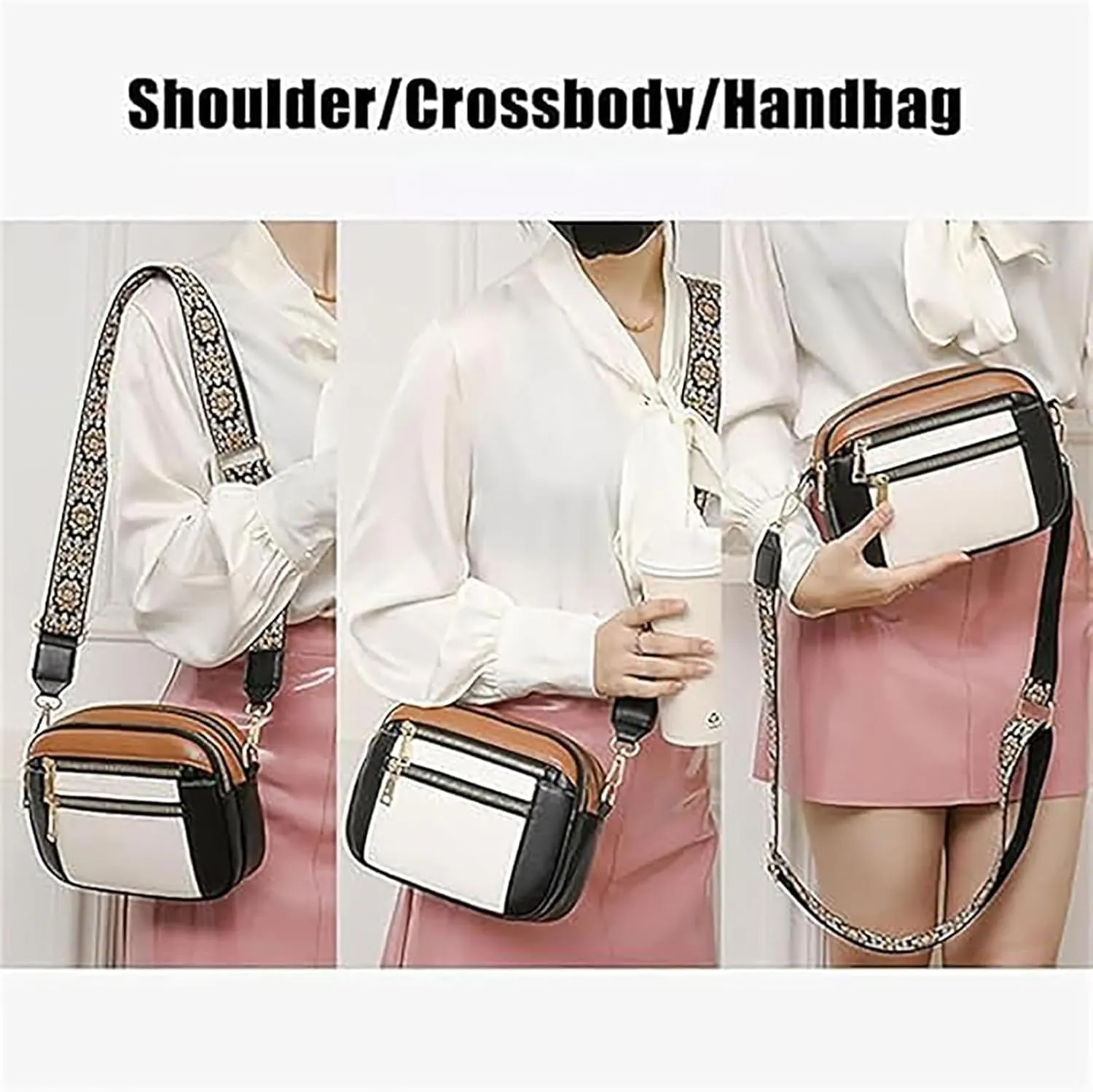 Substantiag Purse, Substantiag Crossbody Bags, Handmade Colorful Straps Crossbody Leather Bags & Purse, for Women