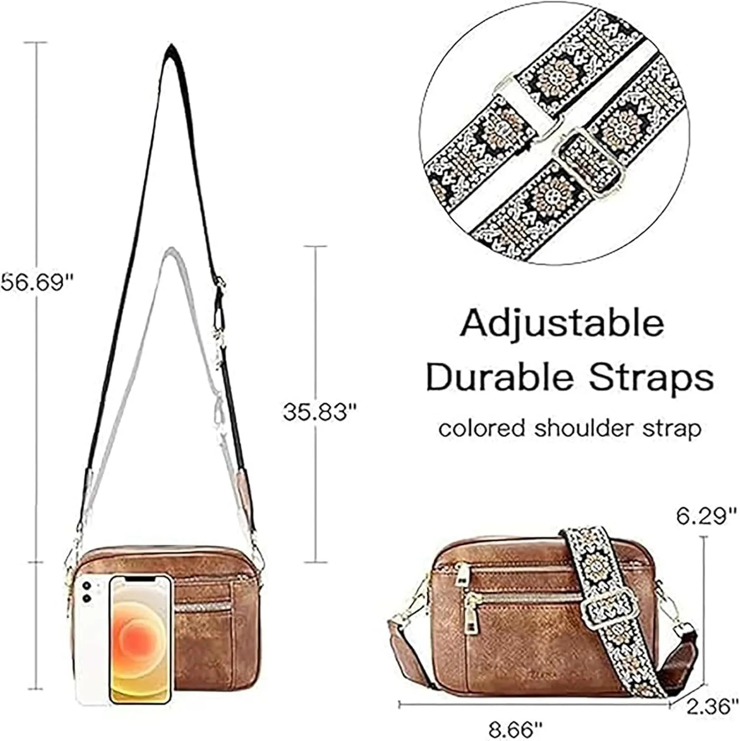 Substantiag Purse, Substantiag Crossbody Bags, Handmade Colorful Straps Crossbody Leather Bags & Purse, for Women