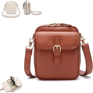 Successivei Crossbody Leather Bag, 2025 Upgrade Vintage Double Layer Large Capacity Mini Messenger Bags