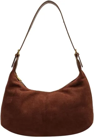 Suede Shoulder Bag Crescent Suede Purse for Women Brown Suede Handbags 2024 Fall Purse Stylish Suede Crossbody Bag