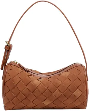 Suede Woven Handbag for Women Small Clutch Purses Small Tote Elegant Bag for Work Wedding Vacation