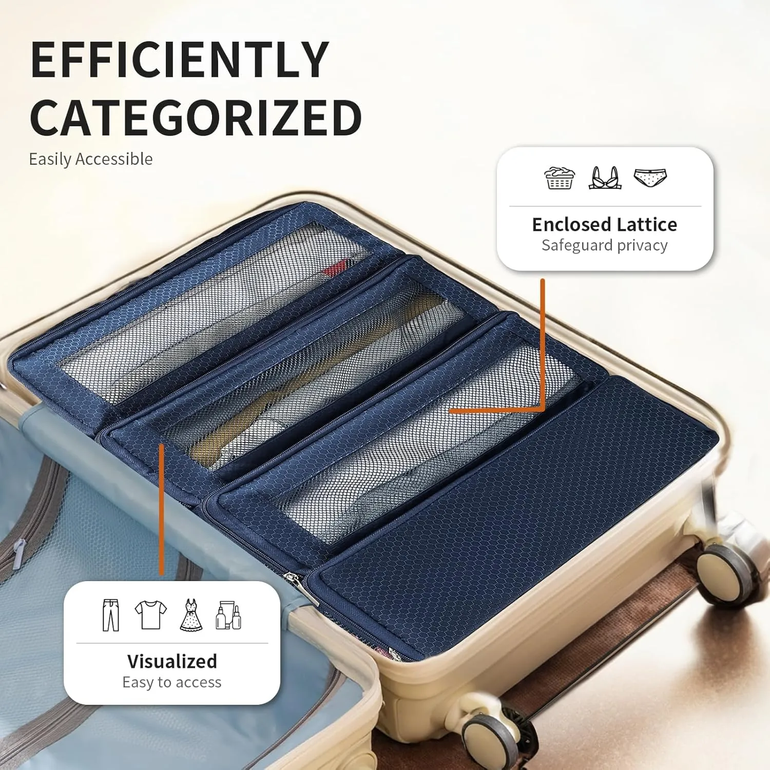 Suitcase Organizer Travel Bags Organizer for Luggage Compression Hanging Packing Cubes for Travel Carry on Closet (Bag Only)