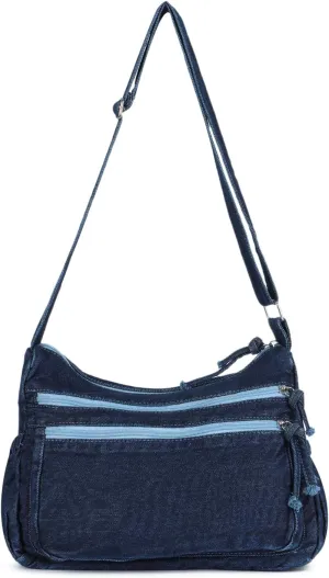 SUKUTU Denim Shoulder Bag for Women Canvas Messenger Bag Casual Retro Lightweight Crossbody Handbags