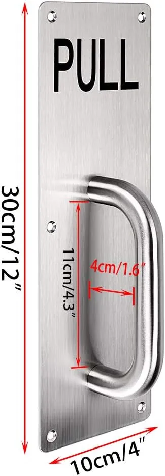 Sumnacon 12 Inch Stainess Steel Door Handle Pull and Push Plate Silver 2 Sets-for Home/Office/Warehouse/Public Places and Suitable of Wooden/Composite Door with Screws