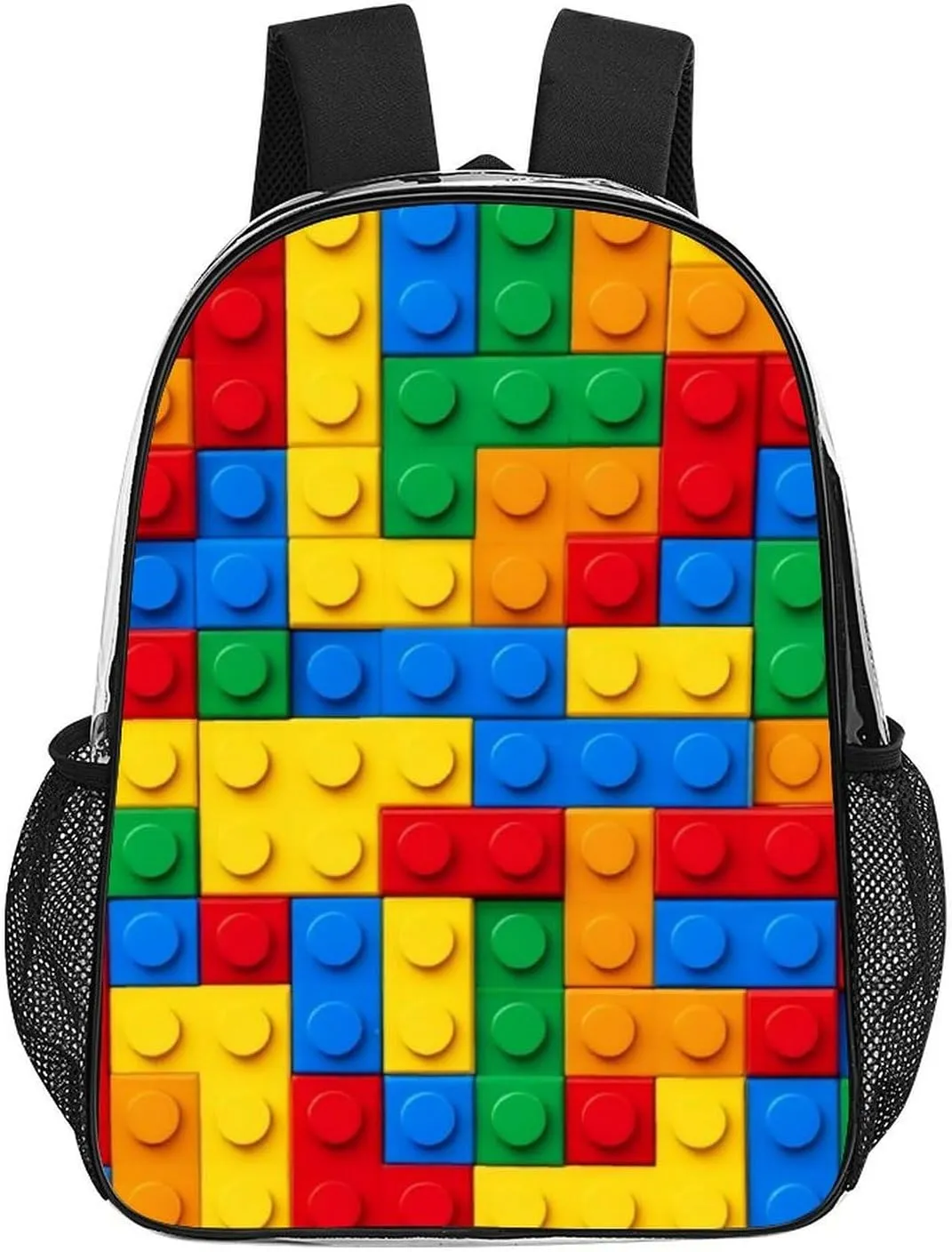 Supdreamc Men Women Lightweight Colorful Building Blocks Bricks Daypack Bookbag Big Capacity Carry On Bag Transparent Bag for Camping Travel Bicycle