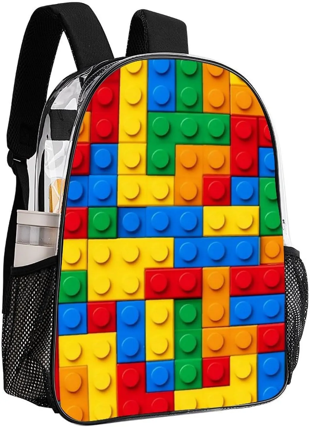 Supdreamc Men Women Lightweight Colorful Building Blocks Bricks Daypack Bookbag Big Capacity Carry On Bag Transparent Bag for Camping Travel Bicycle