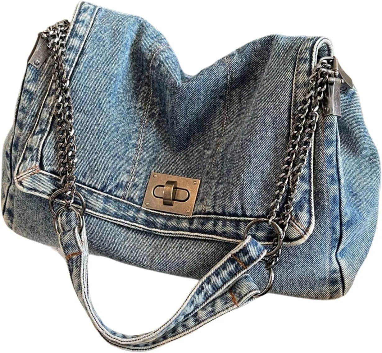 SweatyRocks Women's Denim Shoulder Purses Jean Top Handle Y2k Denim Shoulder Bag Crossbody Handbags