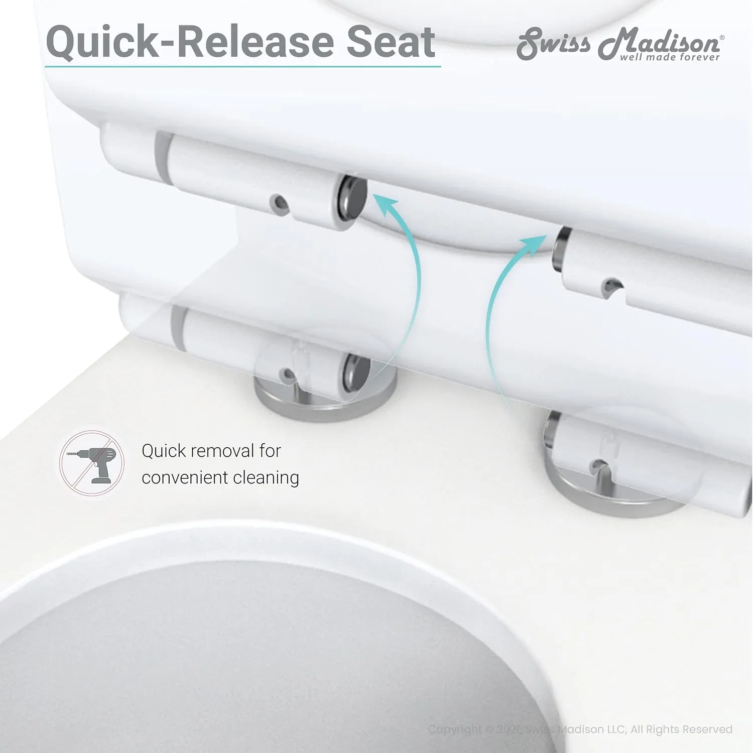 Swiss Madison Well Made Forever SM-1T254, St. Tropez One Piece Toilet Dual Tornado Flush 1.1/1.6 GPF with Soft Closing Seat, Comfort Height, Glossy White