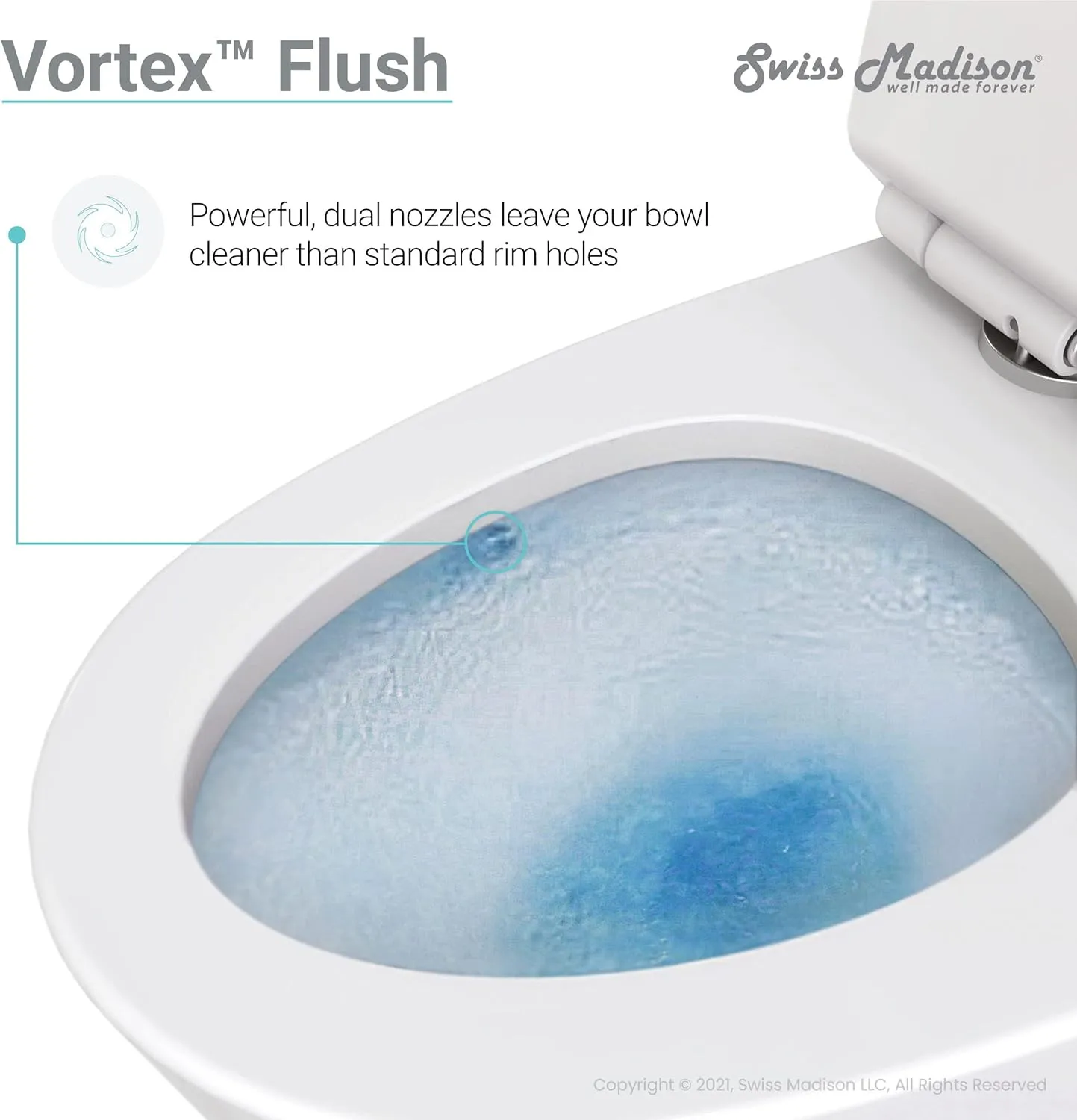 Swiss Madison Well Made Forever SM-1T254, St. Tropez One Piece Toilet Dual Tornado Flush 1.1/1.6 GPF with Soft Closing Seat, Comfort Height, Glossy White