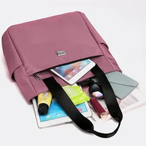 Symmetry up Large Capacity Water Repellent Multi Pocket Nylon Shoulder Bag, Women Tote Purse Zipper Nylon Handbag