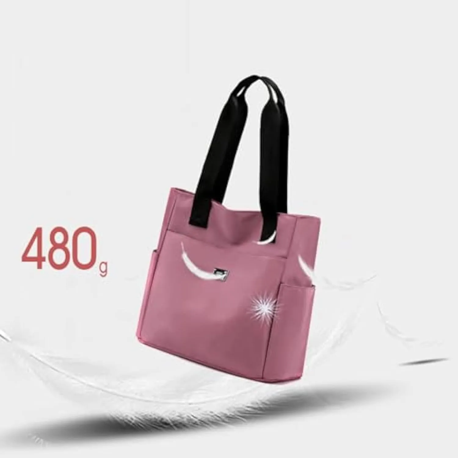 Symmetry up Large Capacity Water Repellent Multi Pocket Nylon Shoulder Bag, Women Tote Purse Zipper Nylon Handbag