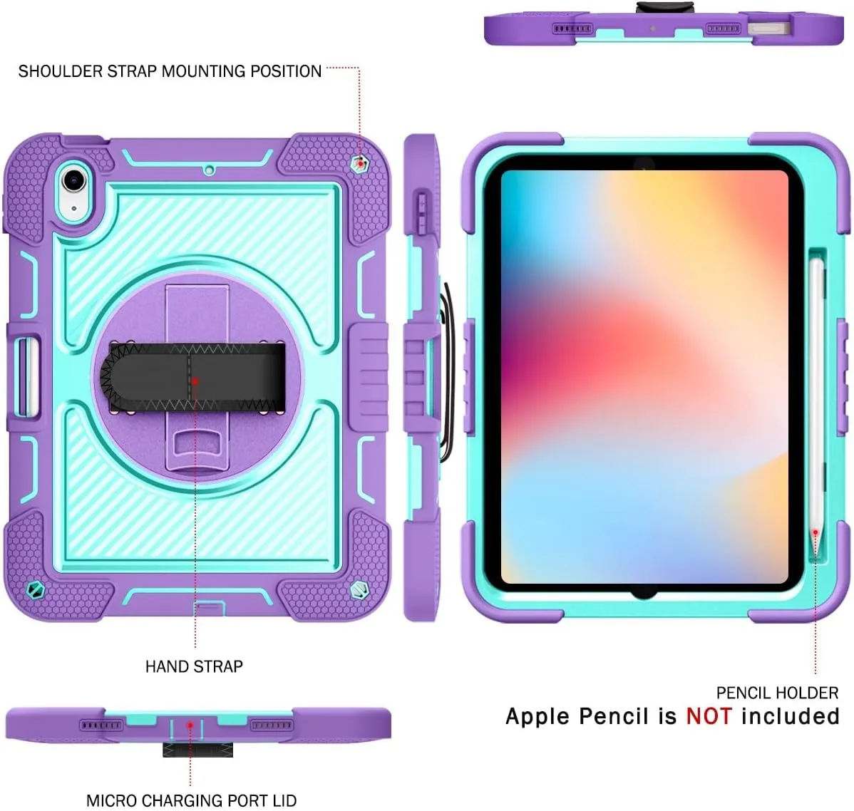 Tablet Protective Case Cover Compatible with iPad 11th Gen A16 11 Inch 2025,Heavy Duty Rugged Case Shockproof Protective Case Kickstand Case for 11th Generation (A16) 11-inch 2025(Purple)