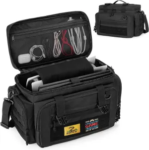 Tactical Carrying Case Compatible with PS5/PS5 Pro Console, Travel Console Carry Bag with Multi-Pockets for 15.6’’ Laptop, Controllers, Discs and More(Patent Design)