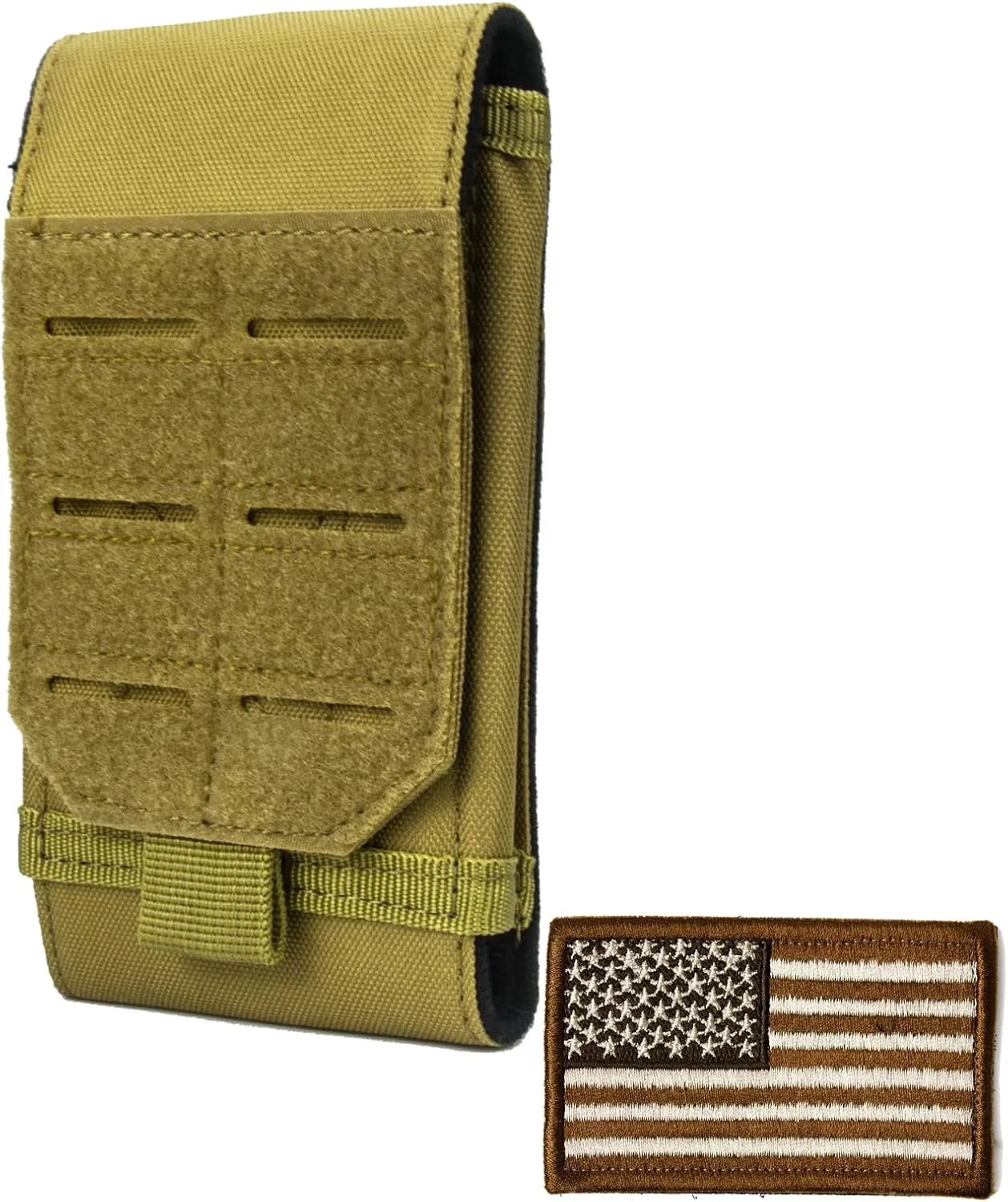 Tactical Phone Pouch with Laser Loop, Tactical Smartphone Holster, Universal Belt Waist Bag,Tactical Cell Phone Holder with US Flag for 4"-7"