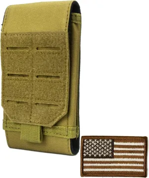 Tactical Phone Pouch with Laser Loop, Tactical Smartphone Holster, Universal Belt Waist Bag,Tactical Cell Phone Holder with US Flag for 4"-7"