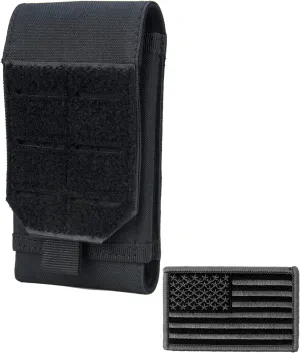 Tactical Phone Pouch with Laser Loop, Tactical Smartphone Holster, Universal Belt Waist Bag,Tactical Cell Phone Holder with US Flag for 4"-7"