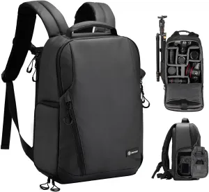 TARION Small Camera Backpack Bag Waterproof - Photography Backpack Slim Camera Bag with Laptop Compartment Raincover Large Capacity for Photographer DSLR SLR Mirrorless Camera Lens Tripod Black TR-L