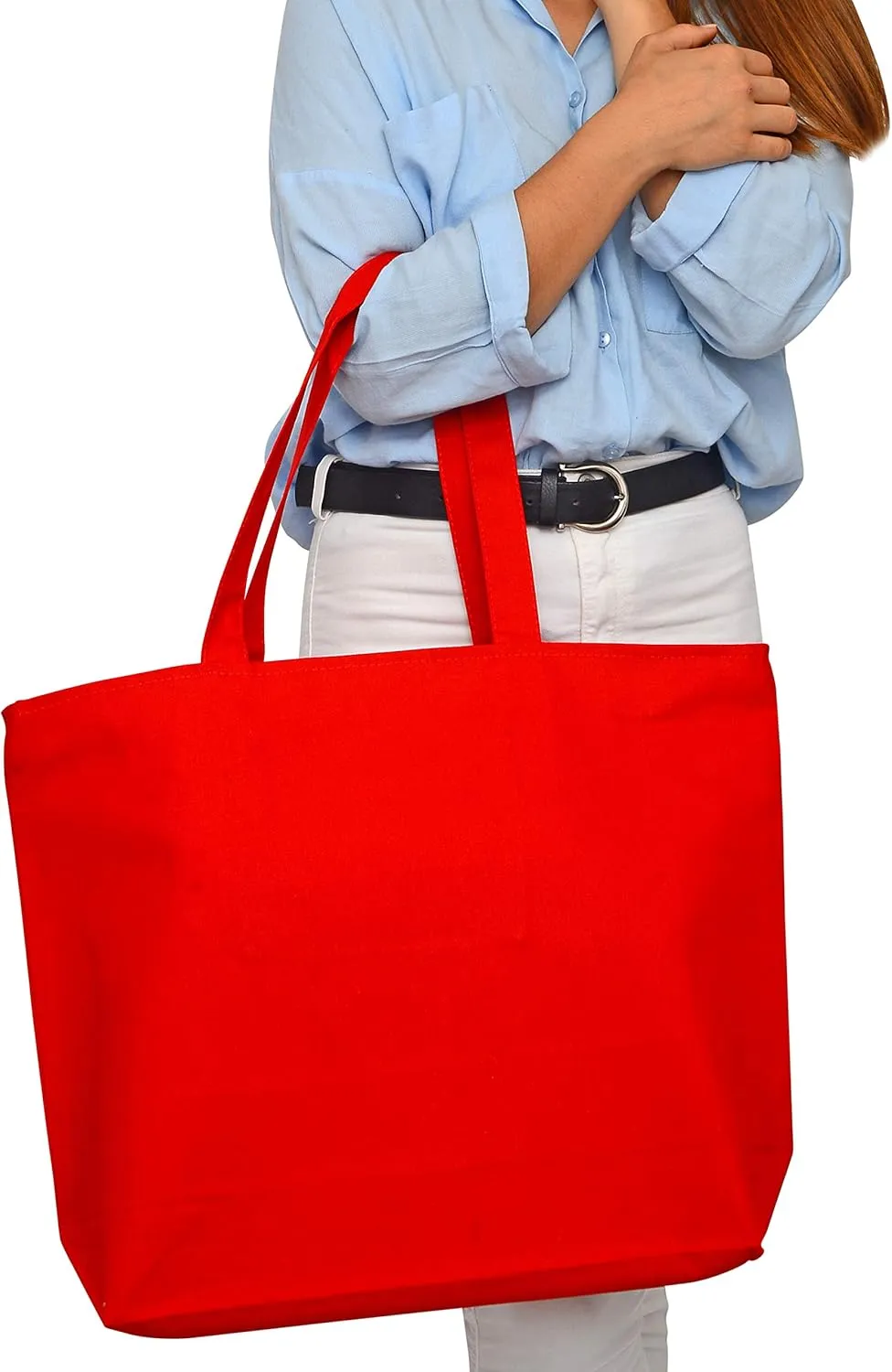 TBF Heavy Canvas Large Tote Bag with Zippered Closure for Beach, Grocery Shopping, Travel Bags
