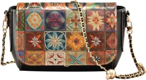 Tea and Lemons on Black Shoulder Bag with Pockets, Women's Crossbody Bags, Leather Bag for Women Crossbody