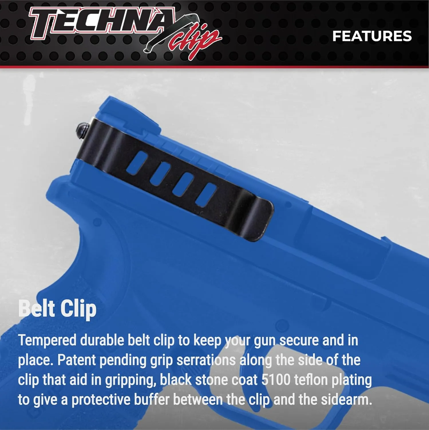 Techna Clip Concealment System for Springfield Armory Models - Durable High-Carbon Spring Steel Gun Clip w/Teflon Coat 1500 - Easy-to-Install Gun Holster Clip (Black)