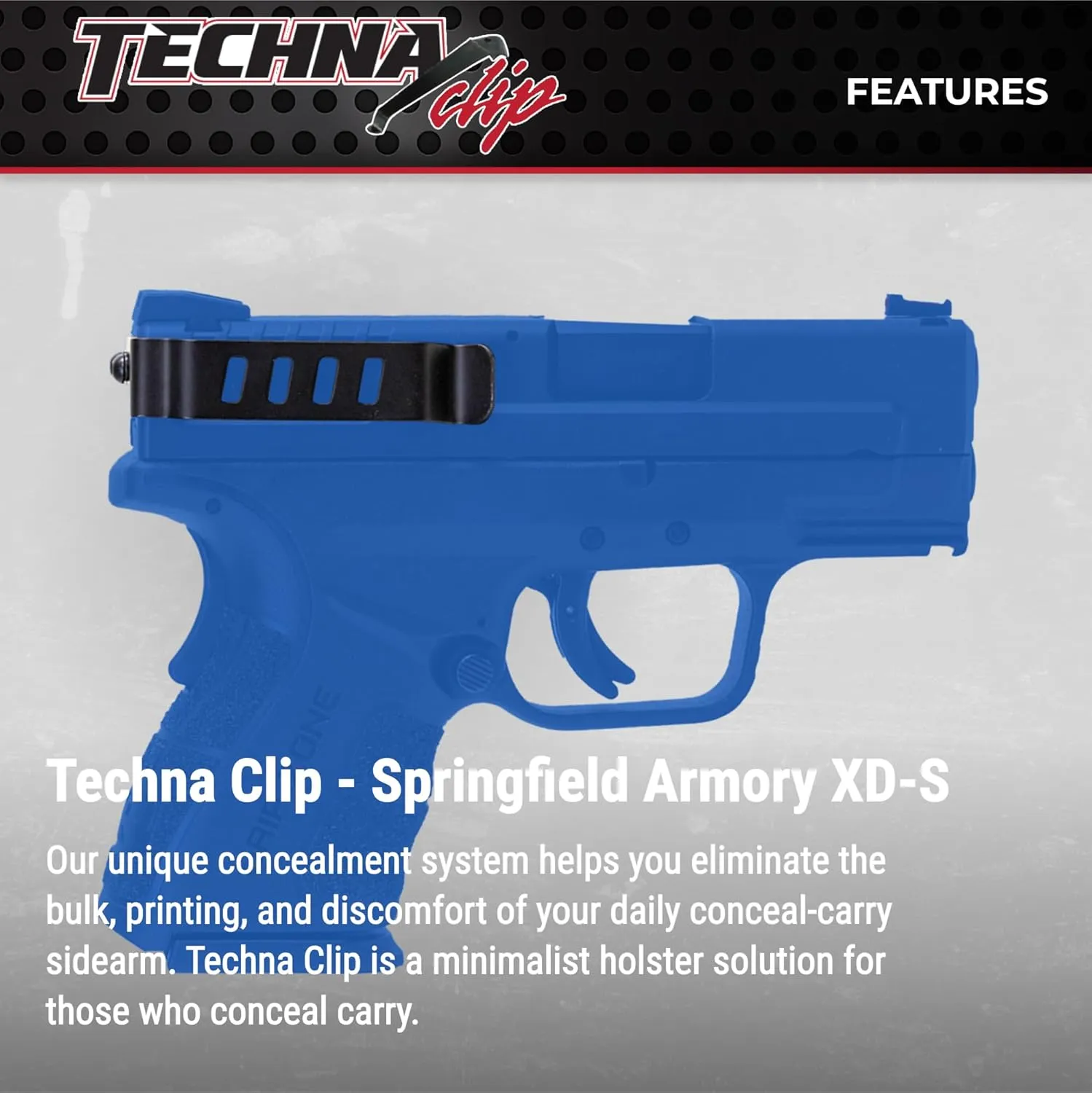 Techna Clip Concealment System for Springfield Armory Models - Durable High-Carbon Spring Steel Gun Clip w/Teflon Coat 1500 - Easy-to-Install Gun Holster Clip (Black)