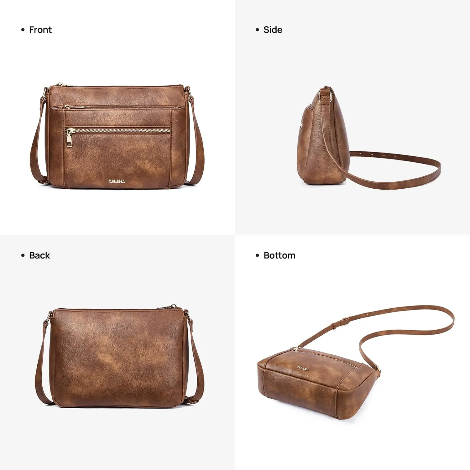 Telena Crossbody Bags for Women, Leather Cross body Purse With Adjustable Strap