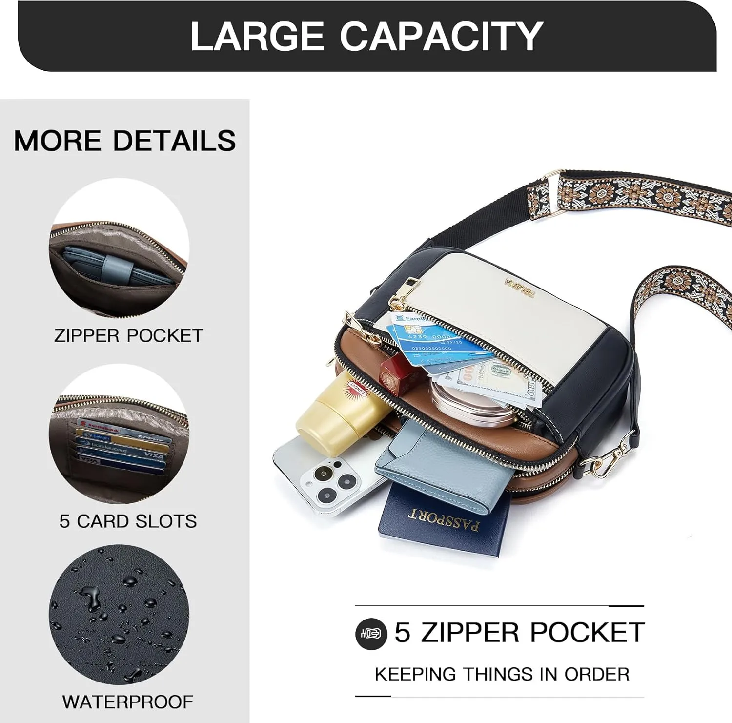 Telena Crossbody Purse for Women Small Crossbody Bags Trendy Vegan Leather with Adjustable Shoulder Strap