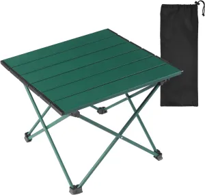 Tesouro Portable Camping Table,Folding Side Table Aluminum Top for Outdoor Cooking, Hiking, Travel, Picnic (Blackish Green, Medium)
