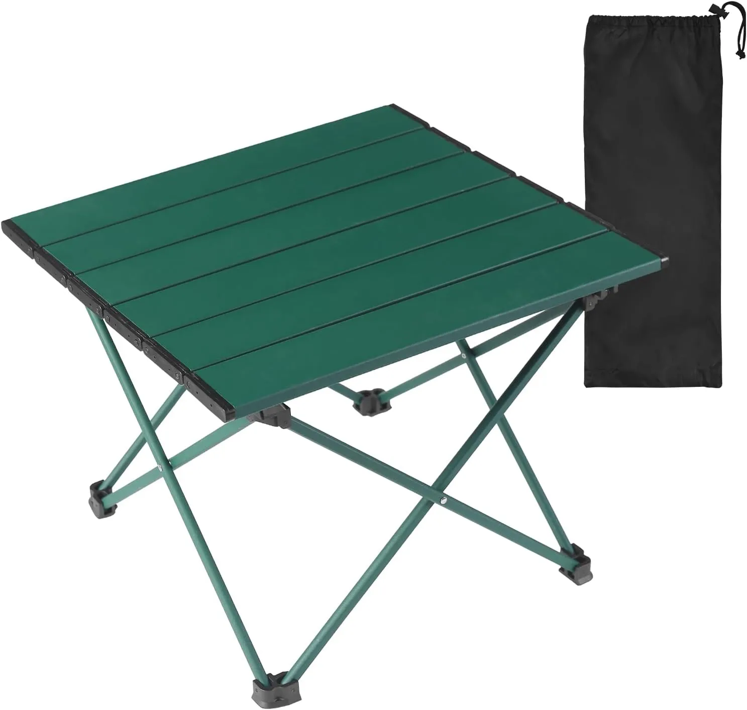 Tesouro Portable Camping Table,Folding Side Table Aluminum Top for Outdoor Cooking, Hiking, Travel, Picnic (Blackish Green, Medium)