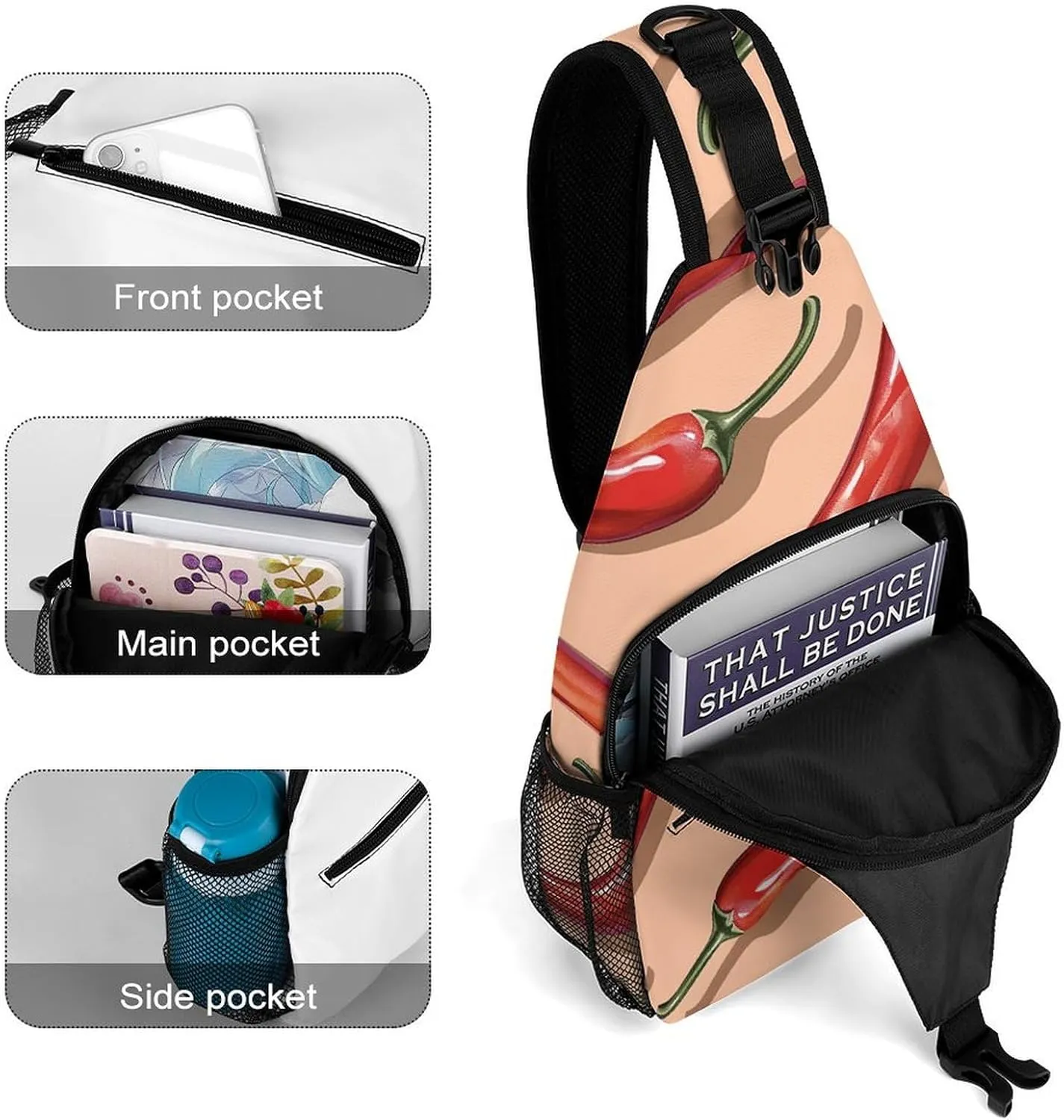 The Fish Are Swimming Around Sling Bag Lightweight Crossbody Chest Pack Travel Shoulder Bag with Adjustable Strap