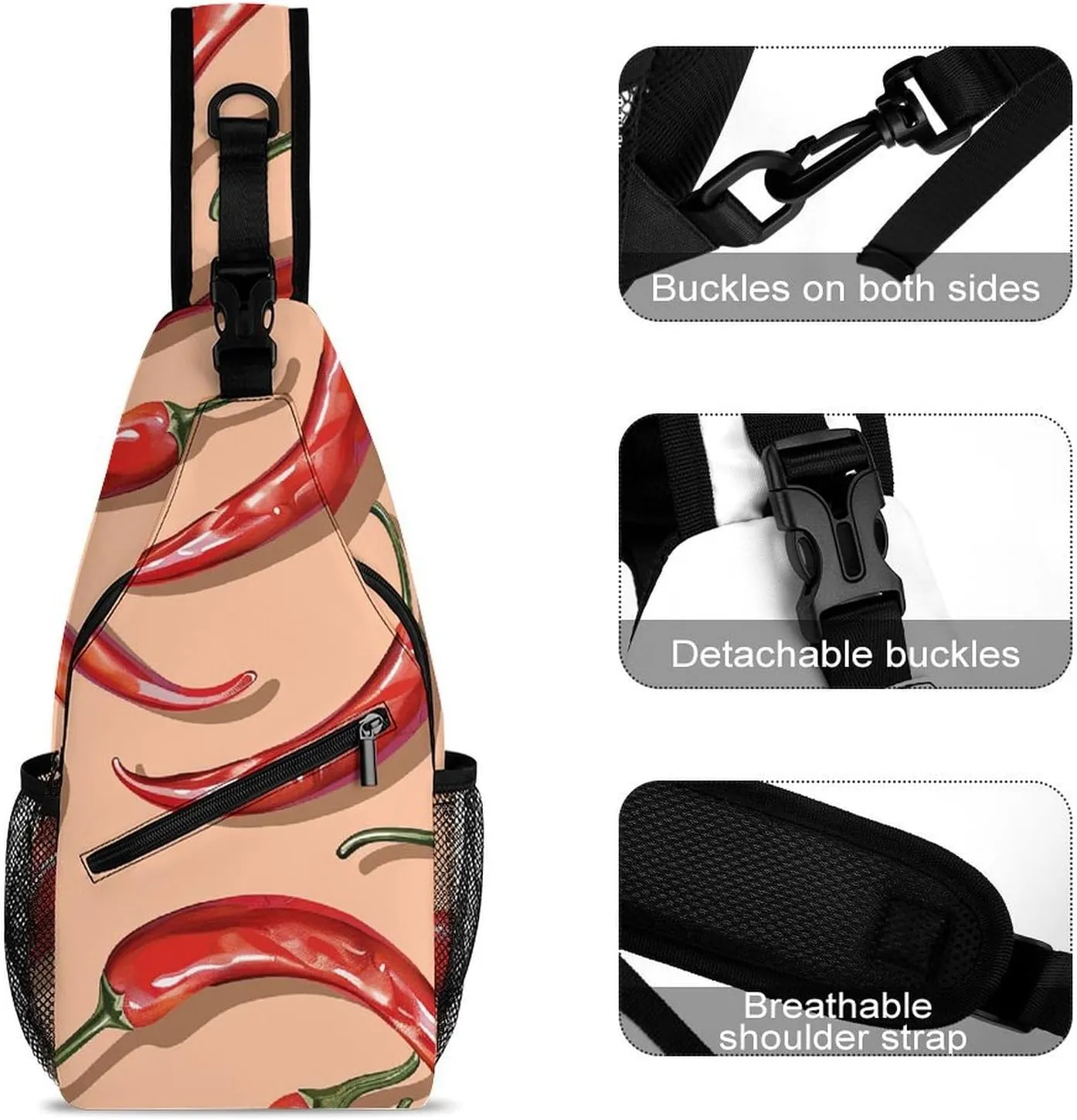 The Fish Are Swimming Around Sling Bag Lightweight Crossbody Chest Pack Travel Shoulder Bag with Adjustable Strap