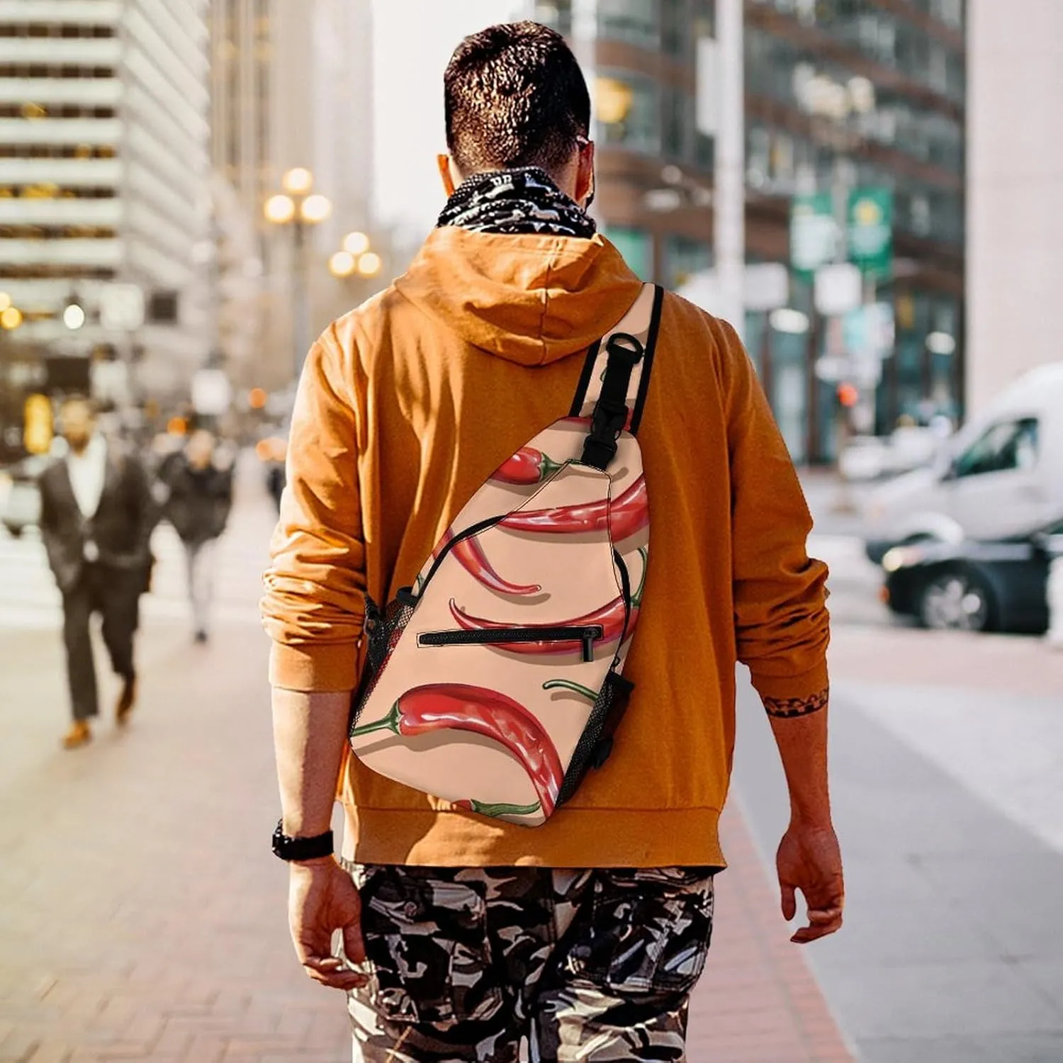 The Fish Are Swimming Around Sling Bag Lightweight Crossbody Chest Pack Travel Shoulder Bag with Adjustable Strap