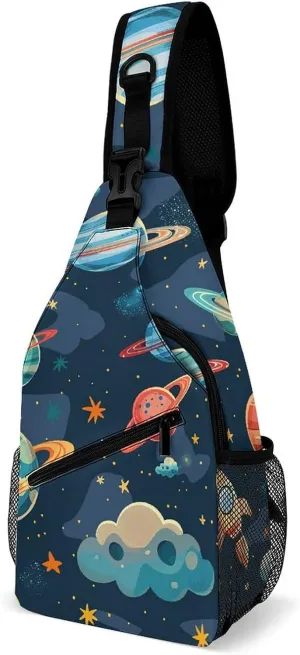 The Fish Are Swimming Around Sling Bag Lightweight Crossbody Chest Pack Travel Shoulder Bag with Adjustable Strap