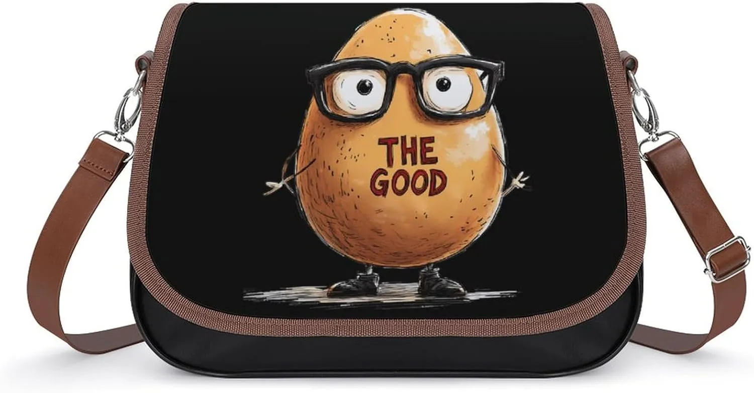 The Good Egg Crossbody Bags PU Leather Purses Shoulder Handbag with Adjustable Shoulder Strap